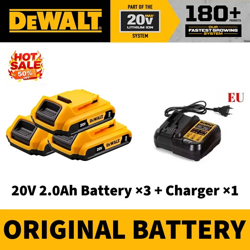 DeWALT XR 100% Original Battery 18V/20V/60V 2Ah 5Ah 6Ah 9Ah DCB200 DCB202 DCB205 DCB206 DCB209 DCB609 Power Tool with Charger image 3