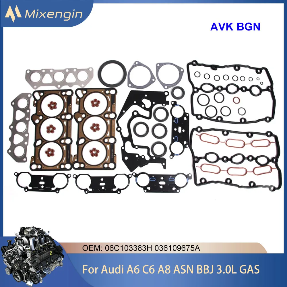 EngineCylinder Full Head Gasket Set Fit 3.0 L For Audi A4 B6 B7 Cabrio Quattro A6 C6 A8 AVK BGN ASN BBJ 3.0L V6 GAS 01-08