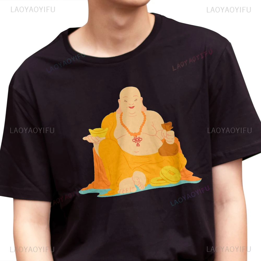 Buddhist Man High Quality Cotton Printed T-shirt Harmonious Meditation Unisex Ancient Zen Religion Shirts Casual Camisetas Tops