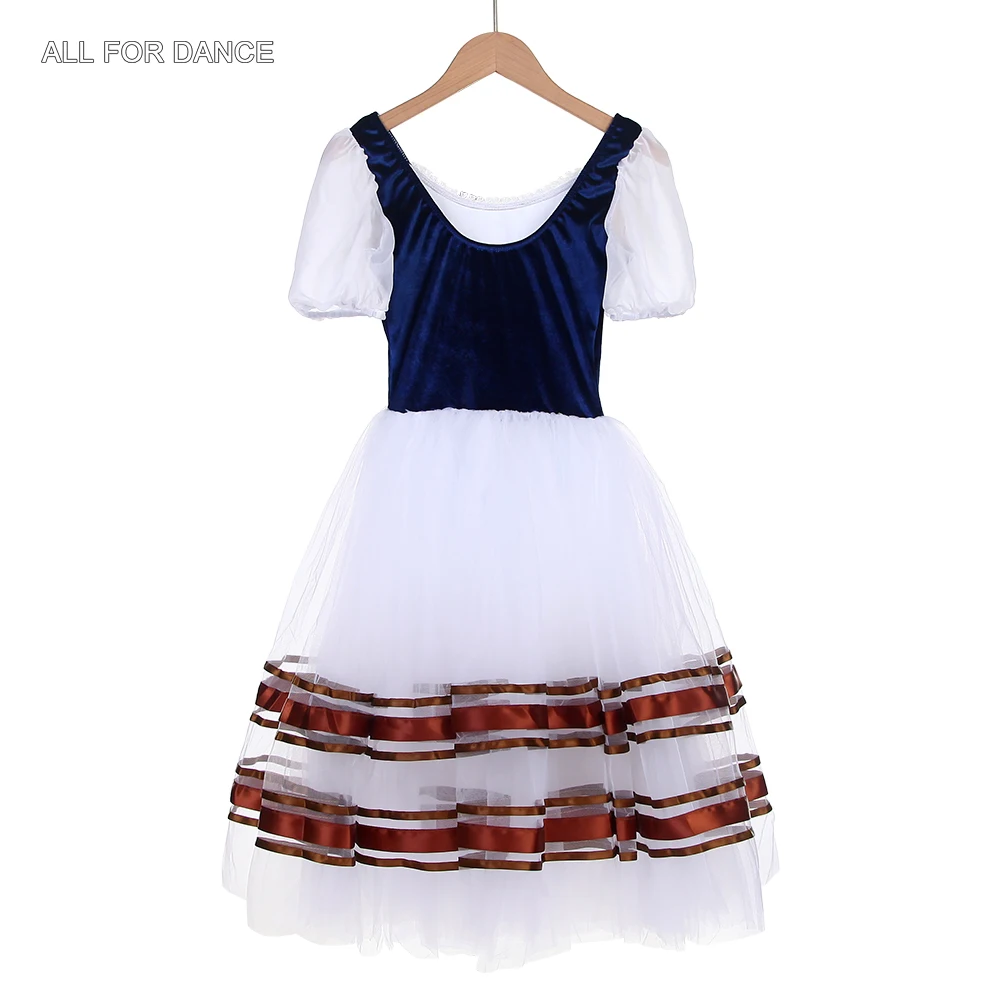 オールフォーダンス 25057 半袖 ダークブルー ベルベット ロマンティック バレエ チュチュ ガールズ＆ウィメンズ ステージパフォーマンス ダンスチュチュ 4色