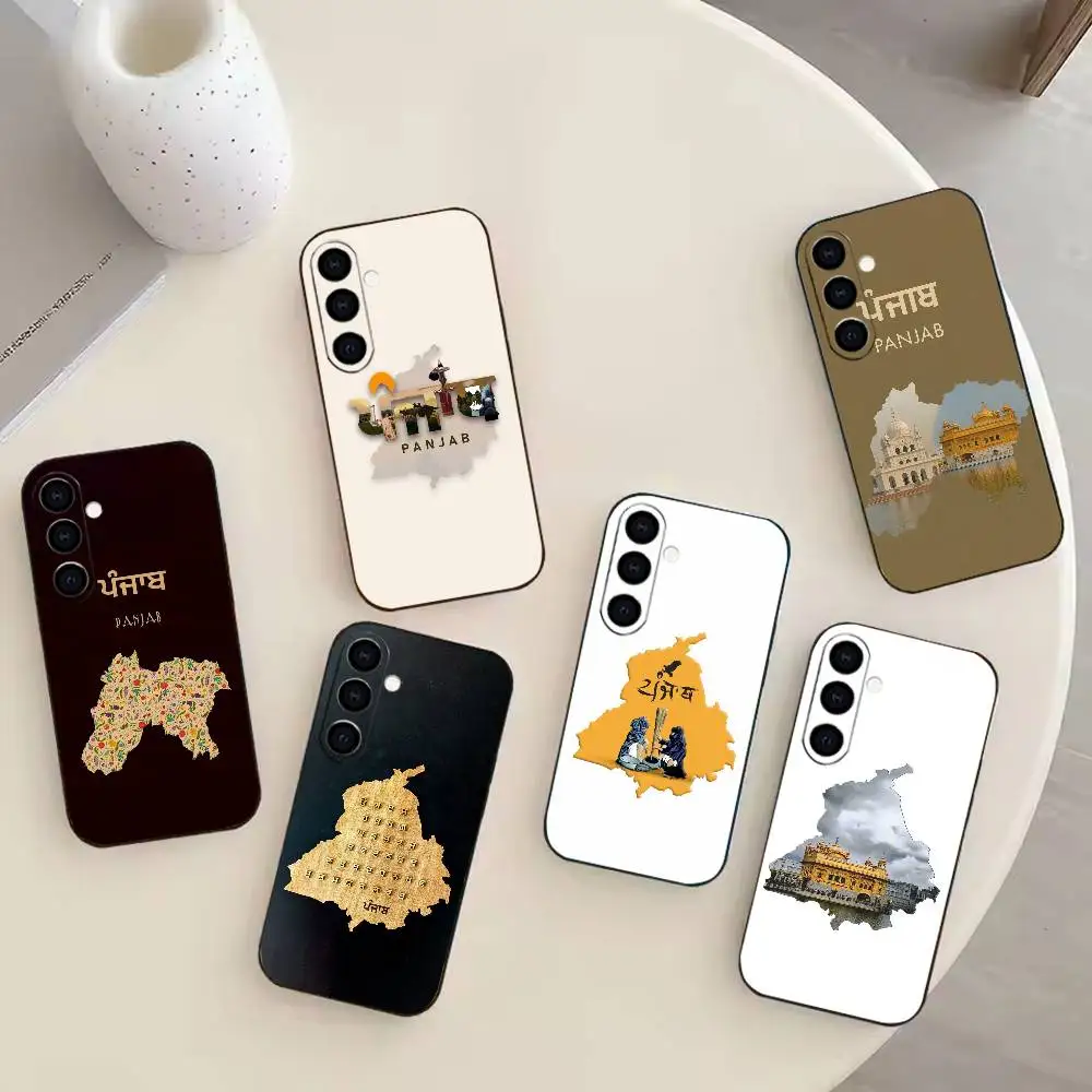 เคสโทรศัพท์แผนที่ปัญจาบสำหรับซัมซุง กาแล็คซี่ เอ 13,21 เอส,22,31,32,52,53,71,72,73,ปกสีดำนุ่ม
