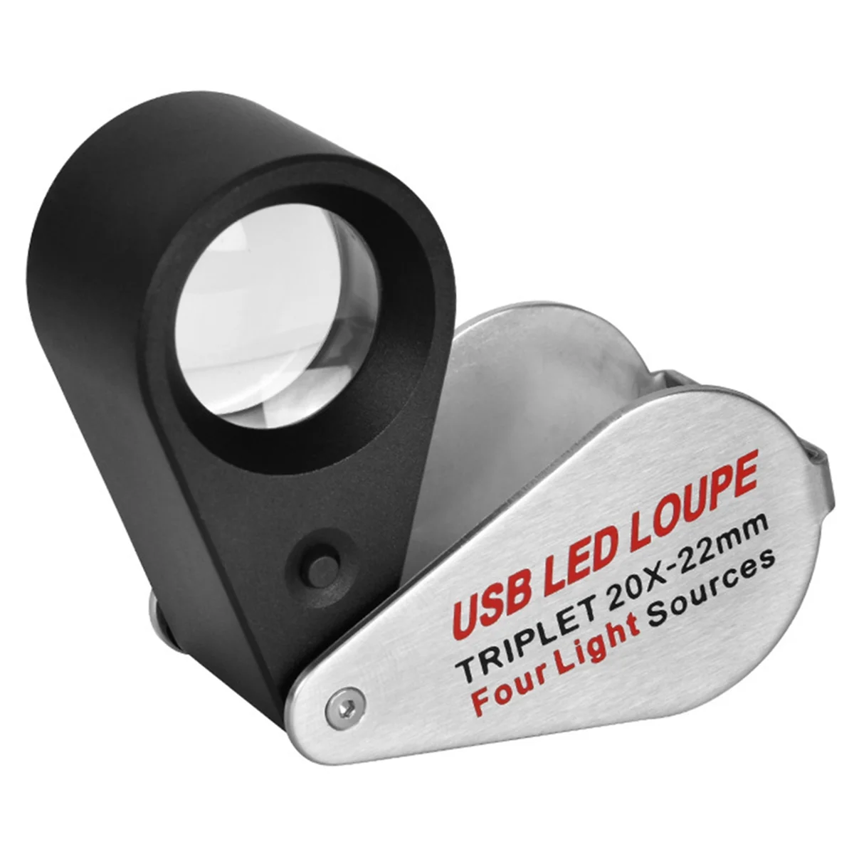 

HHTL Rechargeable Four-Colour Light Source 13LED Magnifier Diamond Jeweler Loupe Necklace GEM UV Lamp Mini Pocket 20X