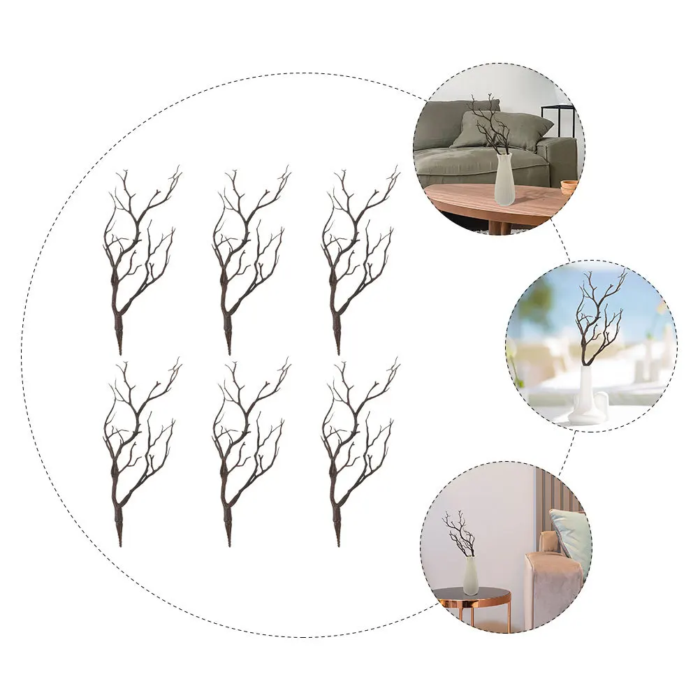 

6pcs Artificial Dried Tree Branches For Vase Filling Diy Craft Decor Home Table Layout Props Plastic Branch Decors