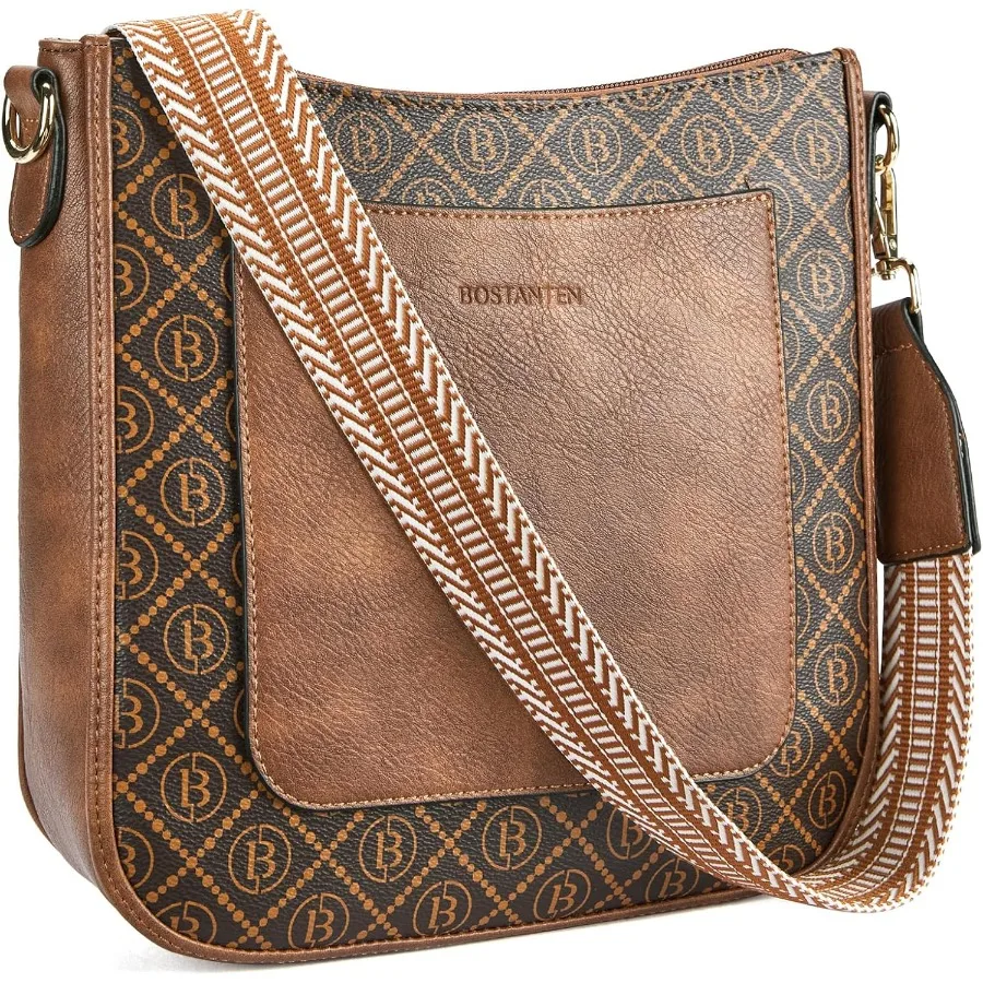 

BOSTANTEN Crossbody Bags for Women Trendy Vegan Leather Hobo Handbags Fashion Shoulder Purse with Adjustable Guitar Strap