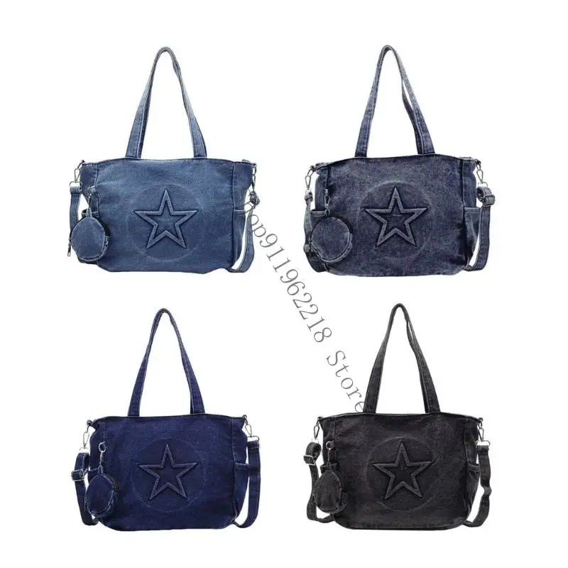 

Denims Toted Bag for Women Top Handle Satchel Handbags Purses with Detachable Strap Shoulder Bags Trendy Crossbody Bags 066F