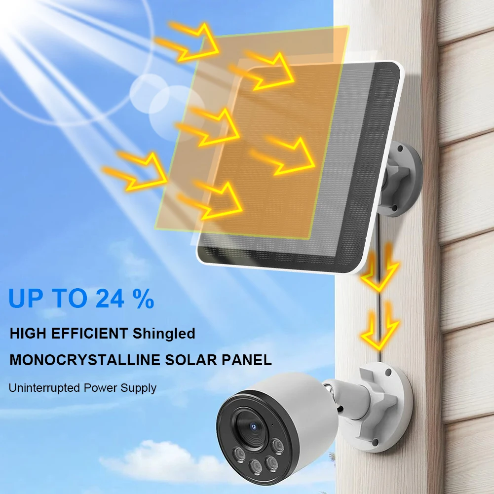 5V 6W Solar Panel IP65 Waterproof Solar Cell Panel Micro USB & USB-C Port 360°Adjustable Mounting for Eufycam 3/3C/2/2C/2 Pro