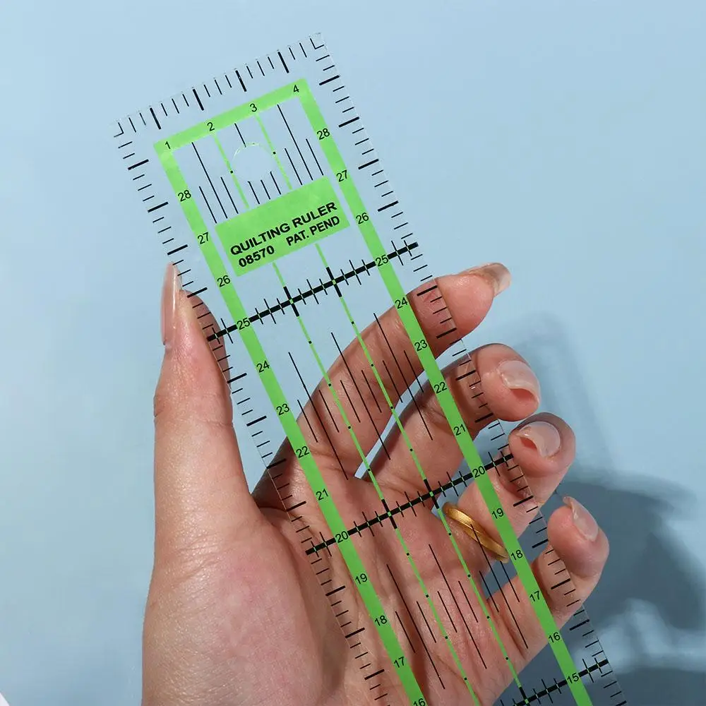 DIY Acrylic Quilting Ruler Transparent Rectangle Tailor Ruler Green Sewing Ruler Dressmaker