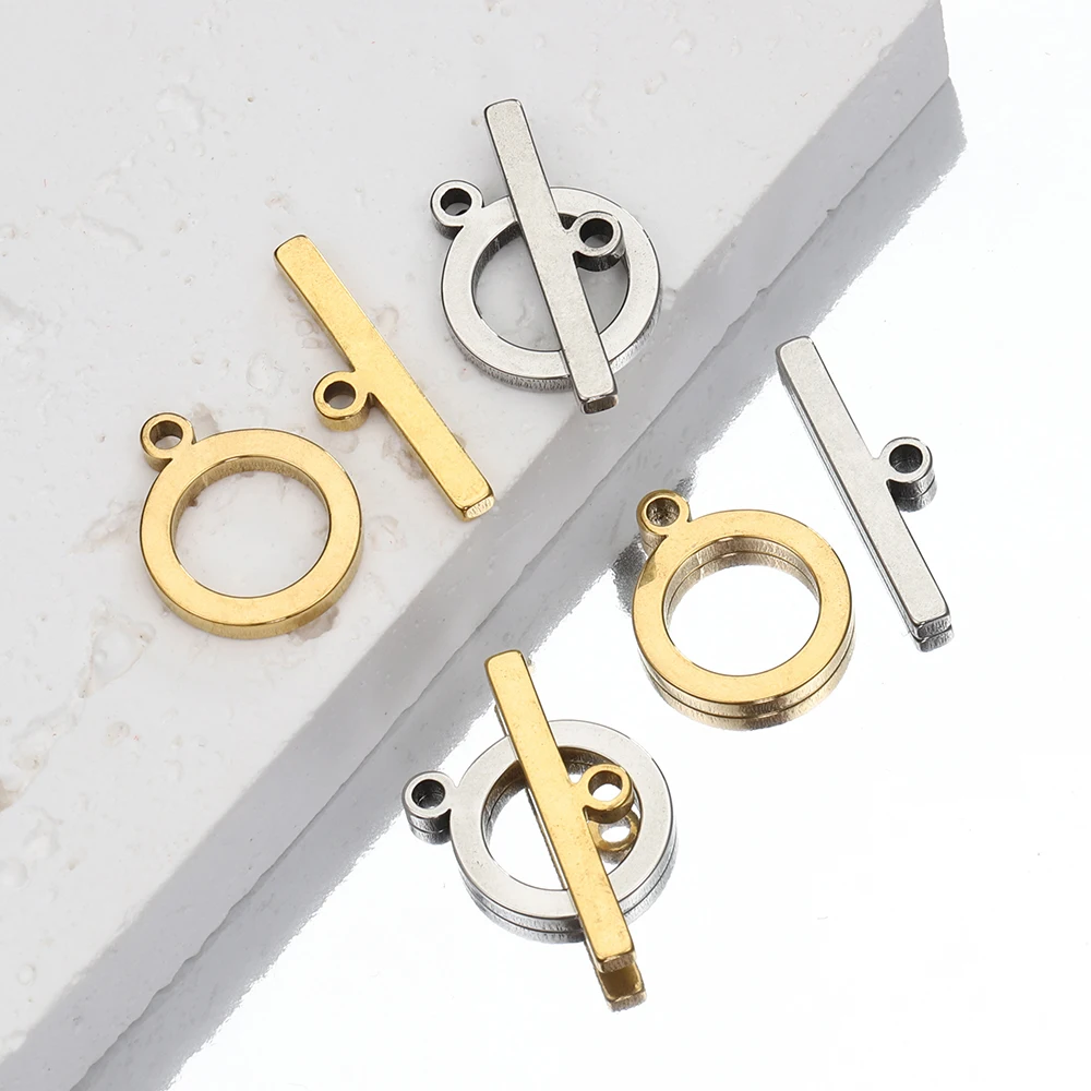 5 Sets of Stainless Steel Gold Flat OT Toggle Clasp DIY Jewelry Making Necklace Bracelet Connector Hook Found Supplies image 5