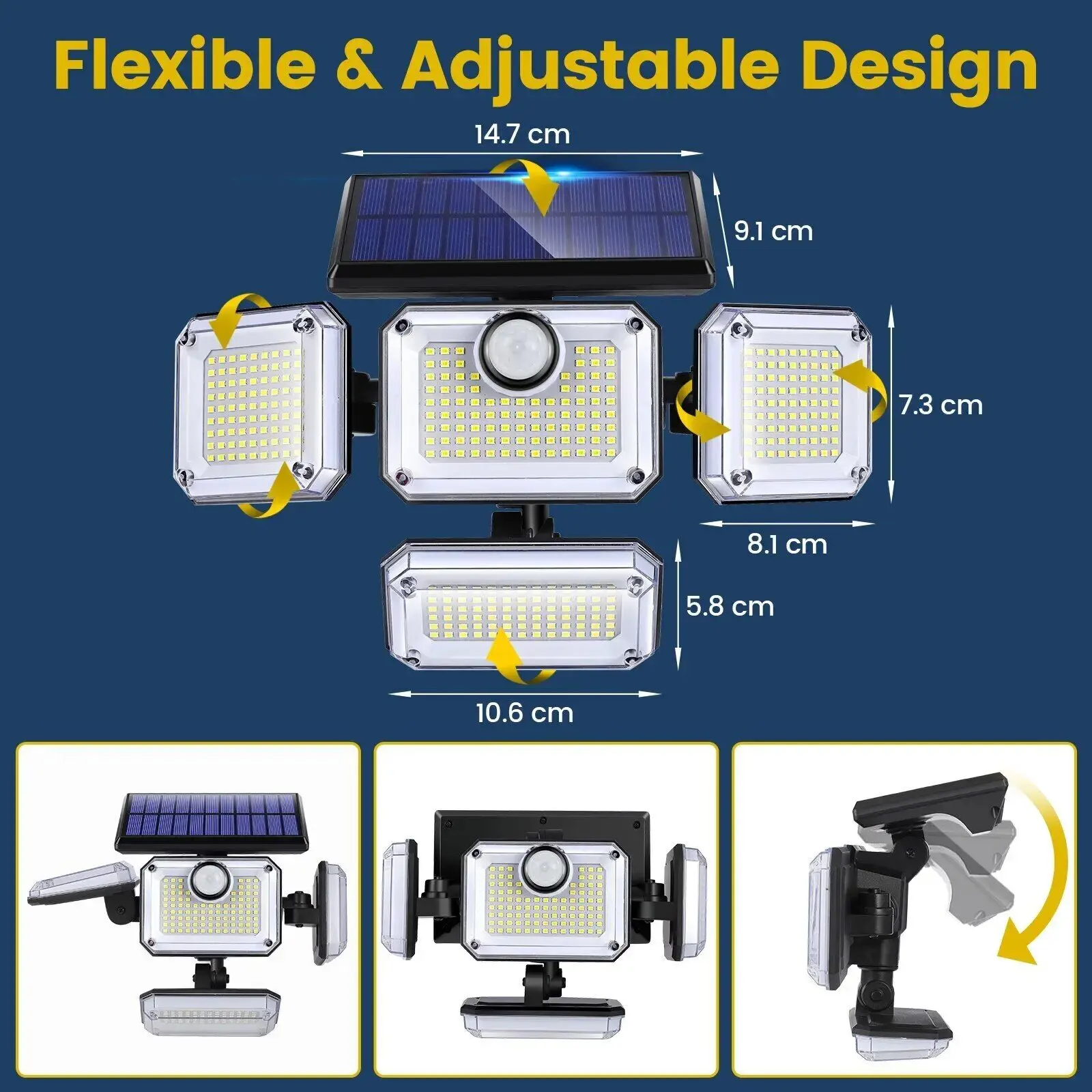 333 luci solari a LED per esterni IP65 impermeabili con sensore di movimento PIR 3 modalità per applique da parete di sicurezza per cortile Garage