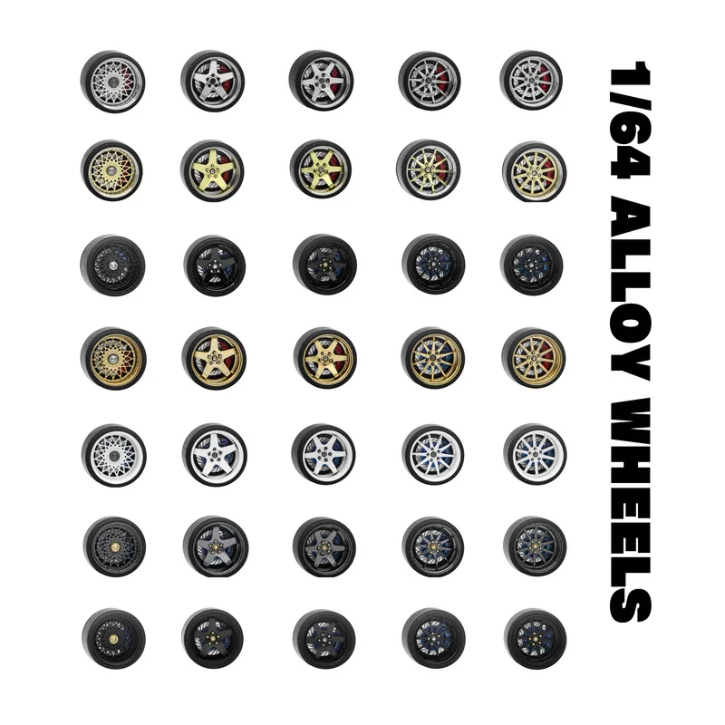 CARLOMO 1:64 Alu-Radnabe mit Achse und Reifenhaut, modifizierte Teile für Diecast-Automodell, Hobby-Zubehör