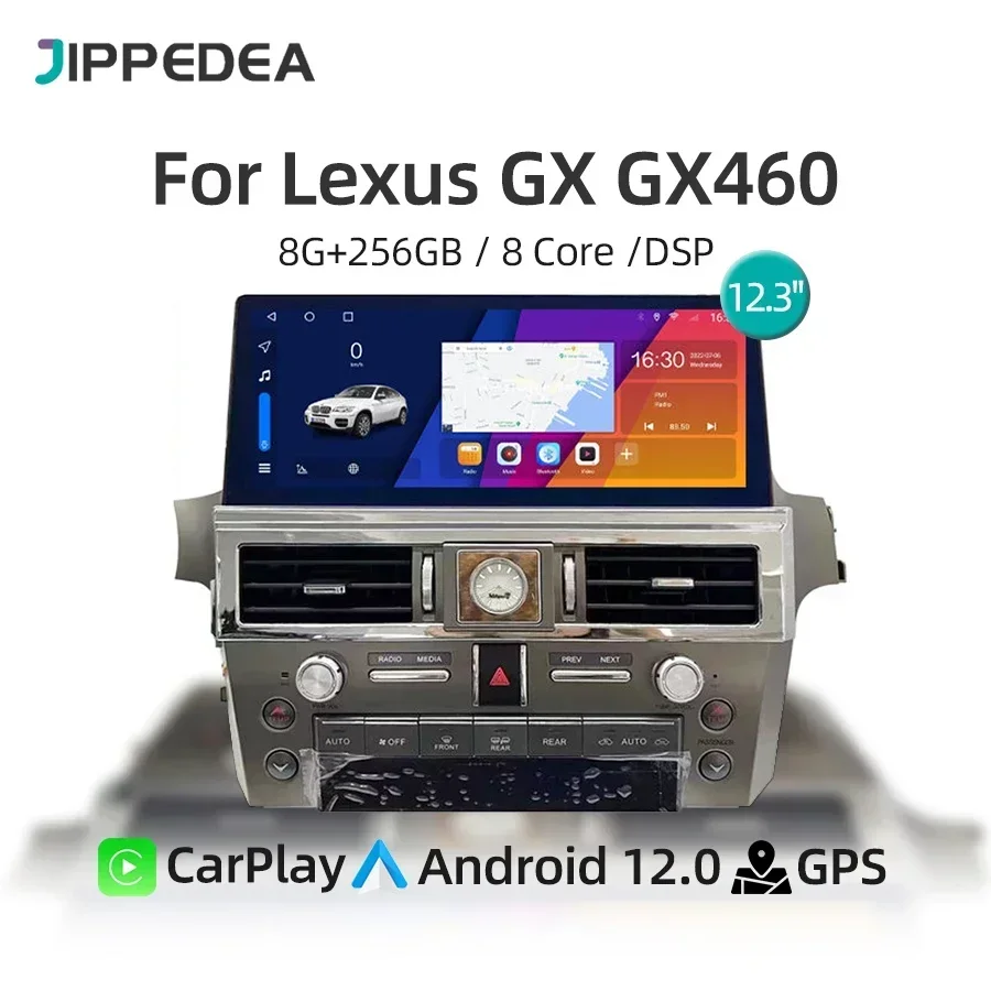 12.3'' Car Radio For Lexus GX GX460 2009-2022 CarPlay Android 13 Car Multimedia Video Player GPS Navigation 4G WiFi QLED Screen