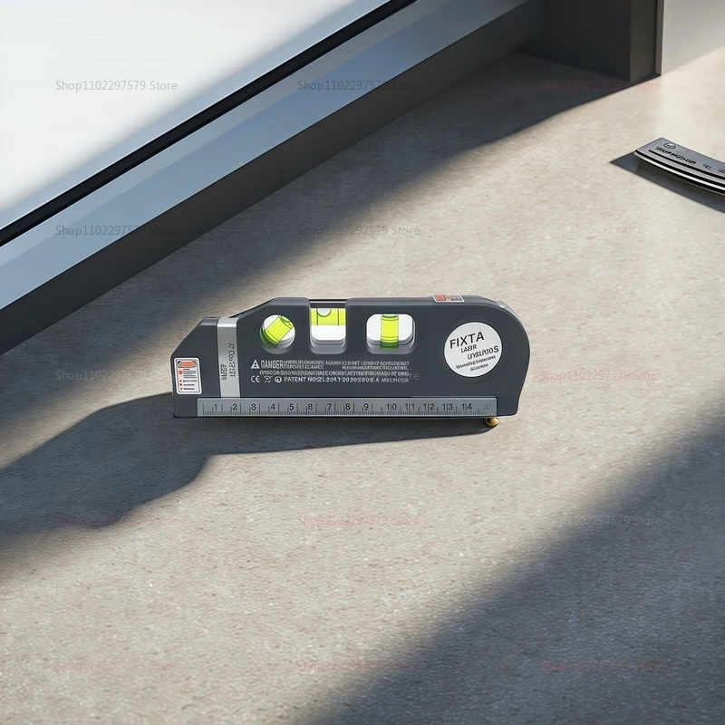 Laser Level Cross Line Laser Tool with 8FT Measure Tape Steel Rulers Wall Projection Multi-purpose for Construction Home DIY