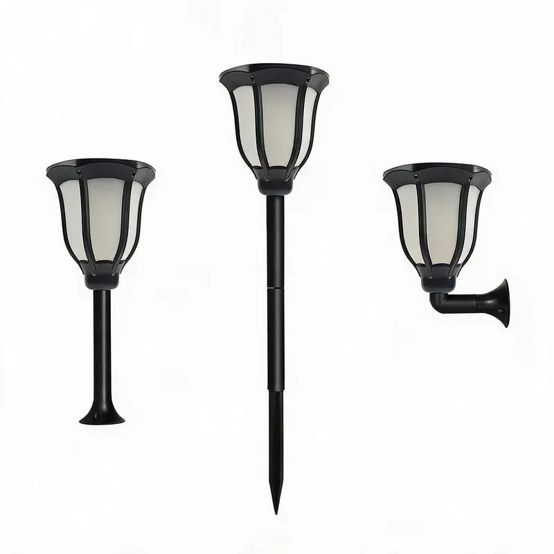 Solar Light Wall Garden Light Flame Flower Torch, Outdoor Waterproof 96LED Garden Floor Plug Decorative Landscape Light