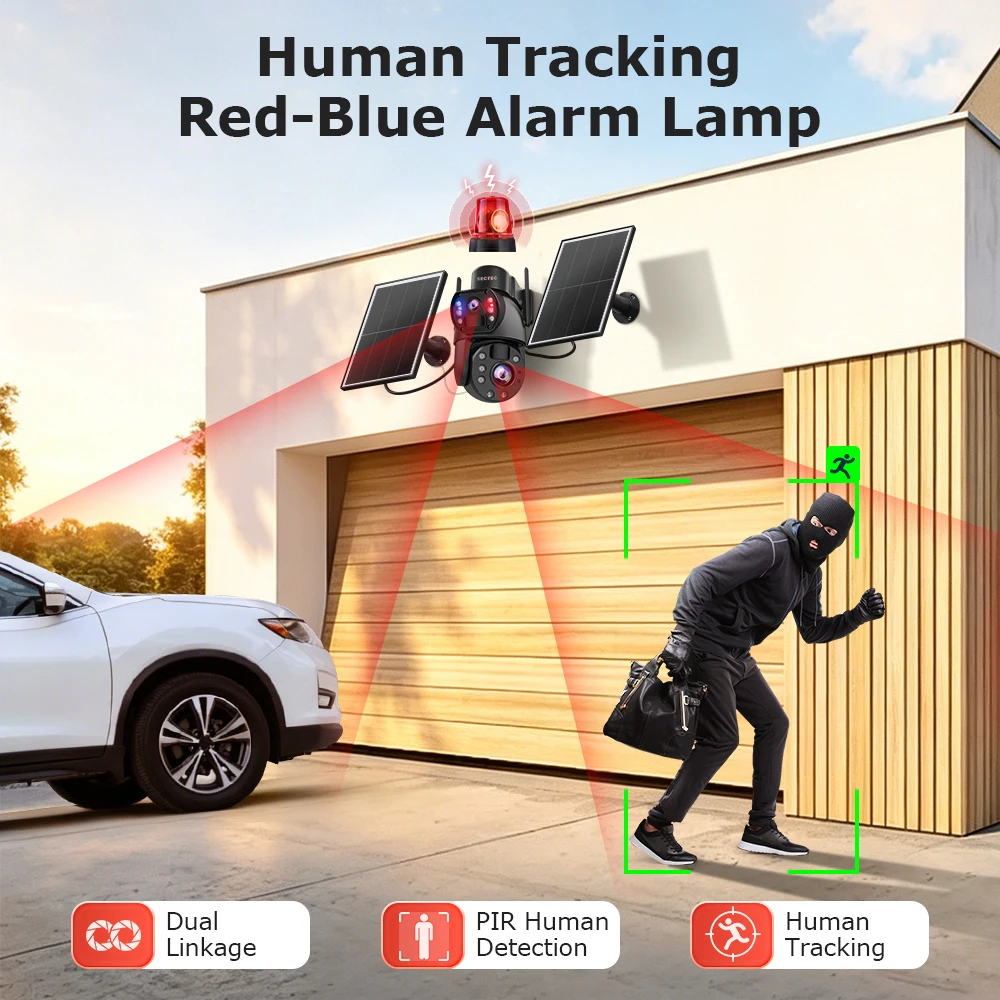 SHIWOJIA 8K 15MP 4G Solar Camera 22X Zoom Len Recording Humanoid Tracking Outdoor WIFI Camera Metal Waterproof CCTV 20800mAh