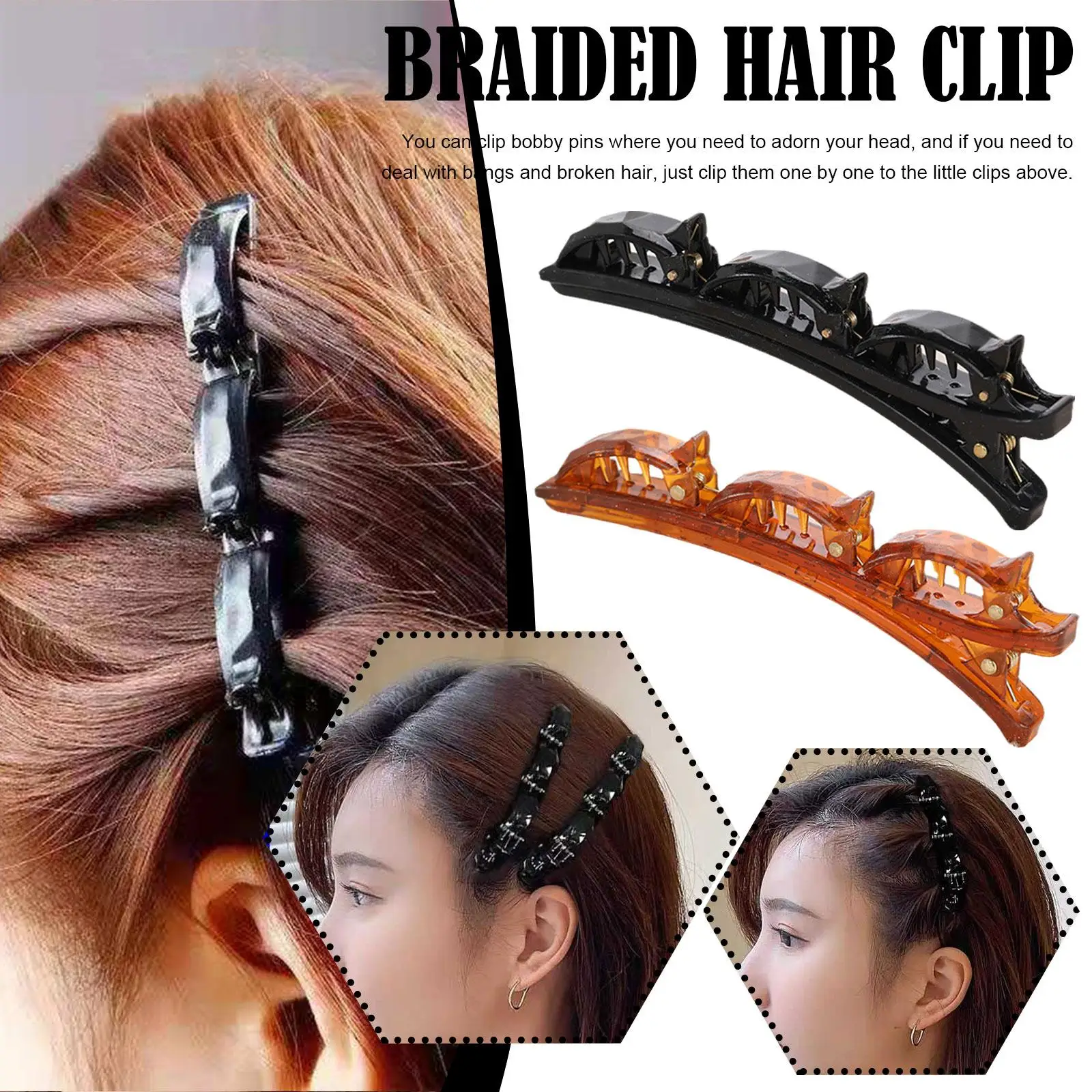 Hollow braided Hair Clip Black Headwear Women Cute Barrettes Hairgrip  Braided Fashion Hairpins Hair Accessories