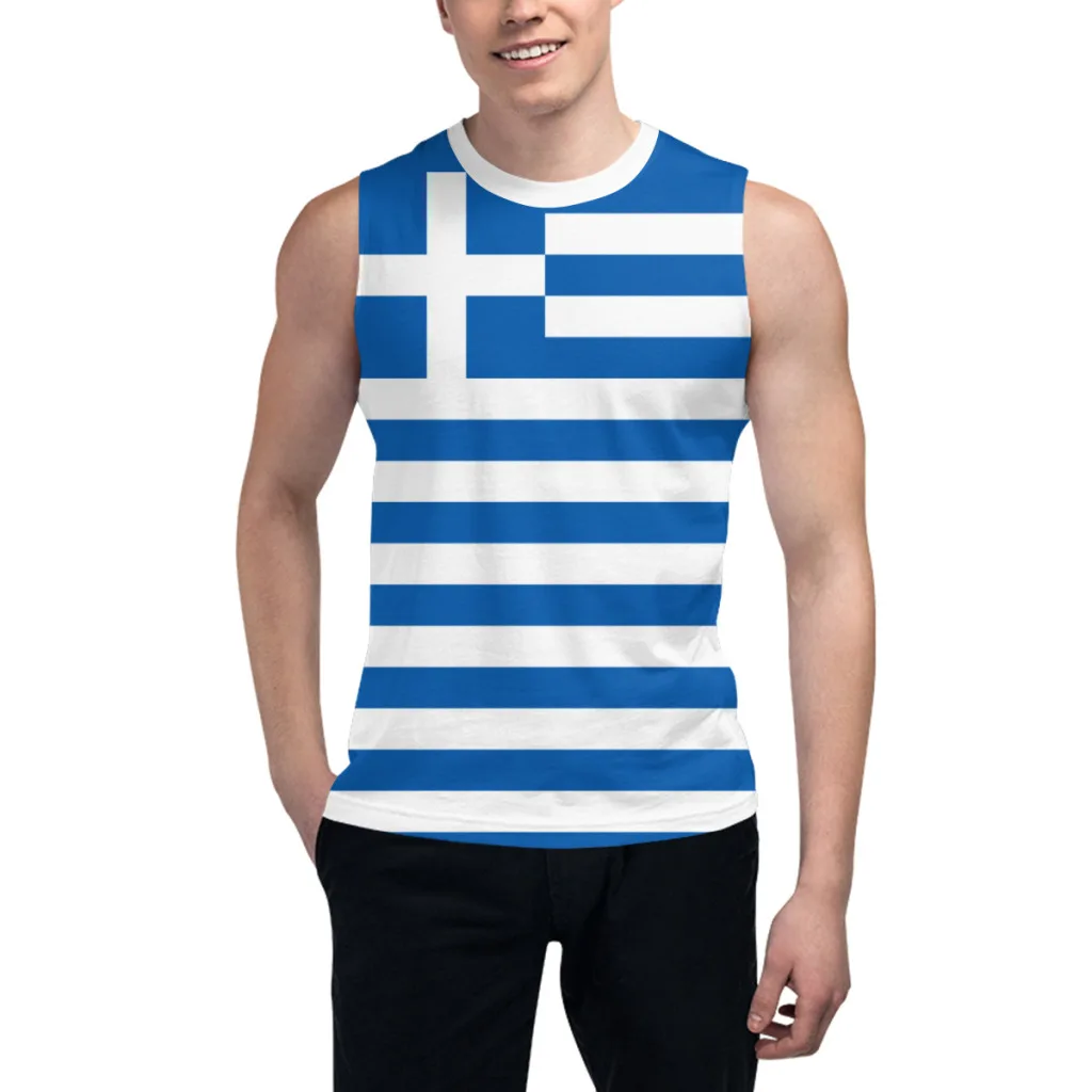 Sleeveless T-shirt Greece Flag Greek 3D Men's Boys Tshirt Gyms Tank Tops Fitness Joggers Basketball Training Vest