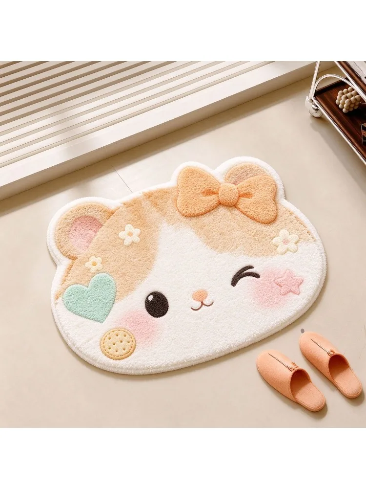 VIKAMA cartoon imitation cashmere floor mat cute animal door mat bathroom non-slip floor mat