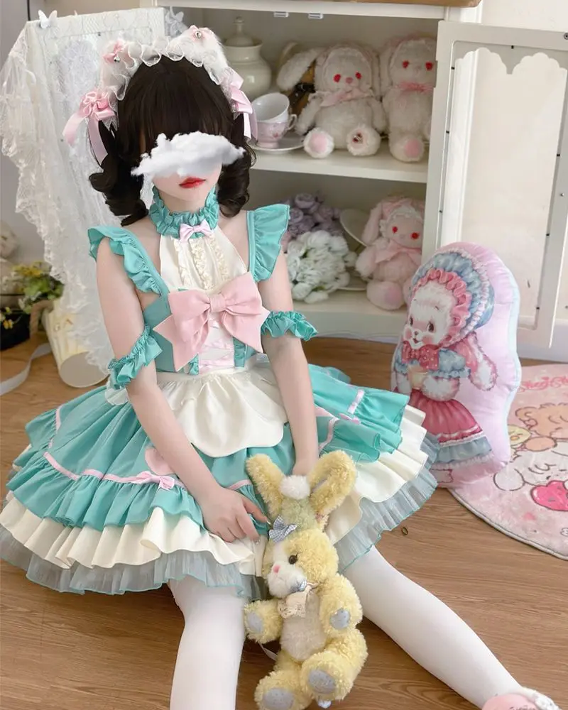 Coalfell {Exclusive}~Original Design Night Meow Lolita Cosplay Dress Sweet Maid JSK Strap Dress