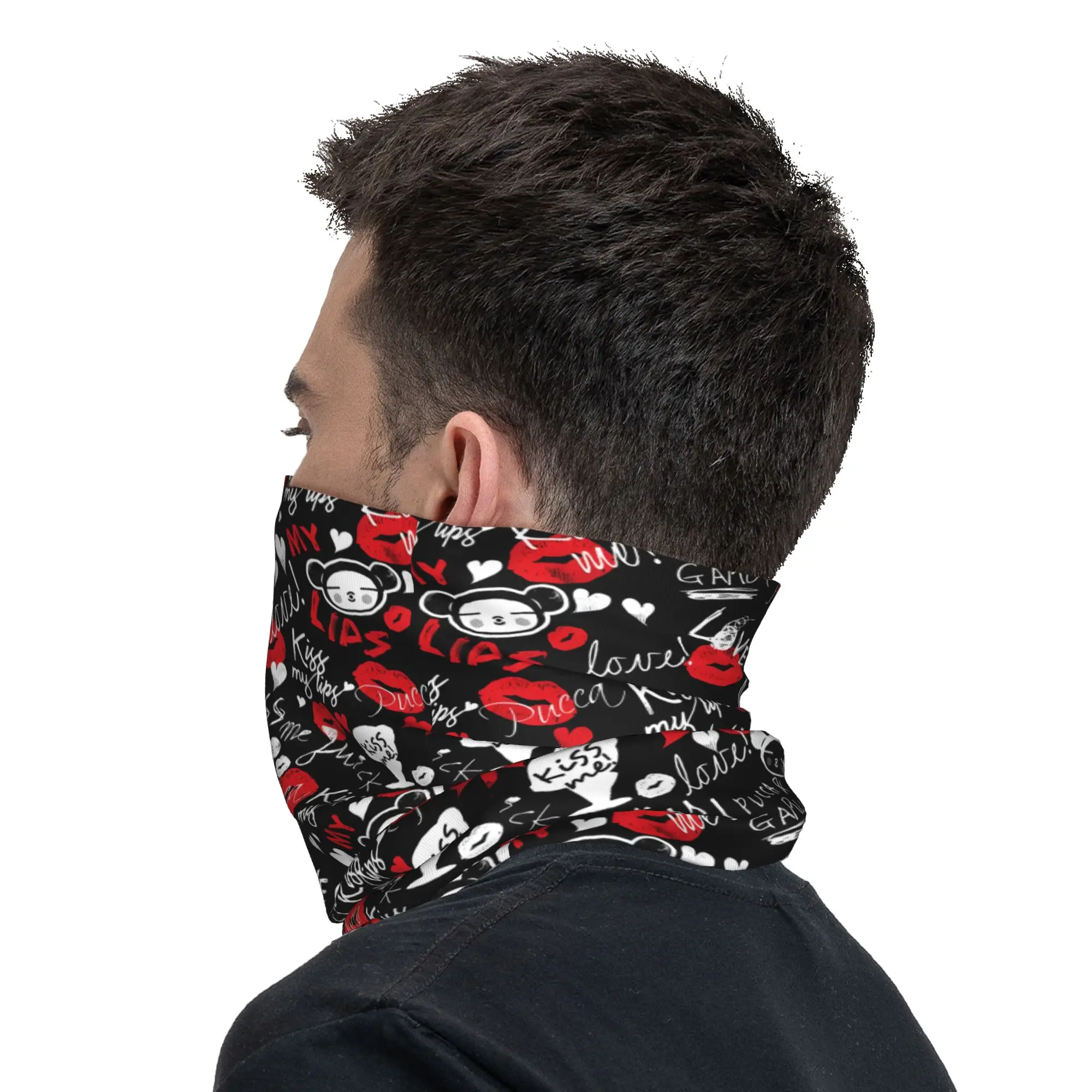 Custom Pucca And Garu Bandana Neck Warmer Men Women Winter Hiking Ski Scarf Gaiter Cute Catoon Face Cover view 6