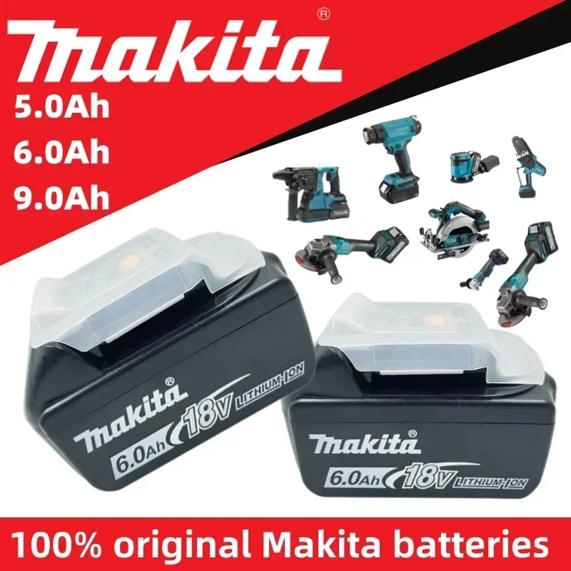 Batería de herramienta eléctrica recargable Makita 100% Original, iones de litio LED reemplazables, 18V 6,0 9,0Ah LXT BL1860B BL1860BL1850 BL1830