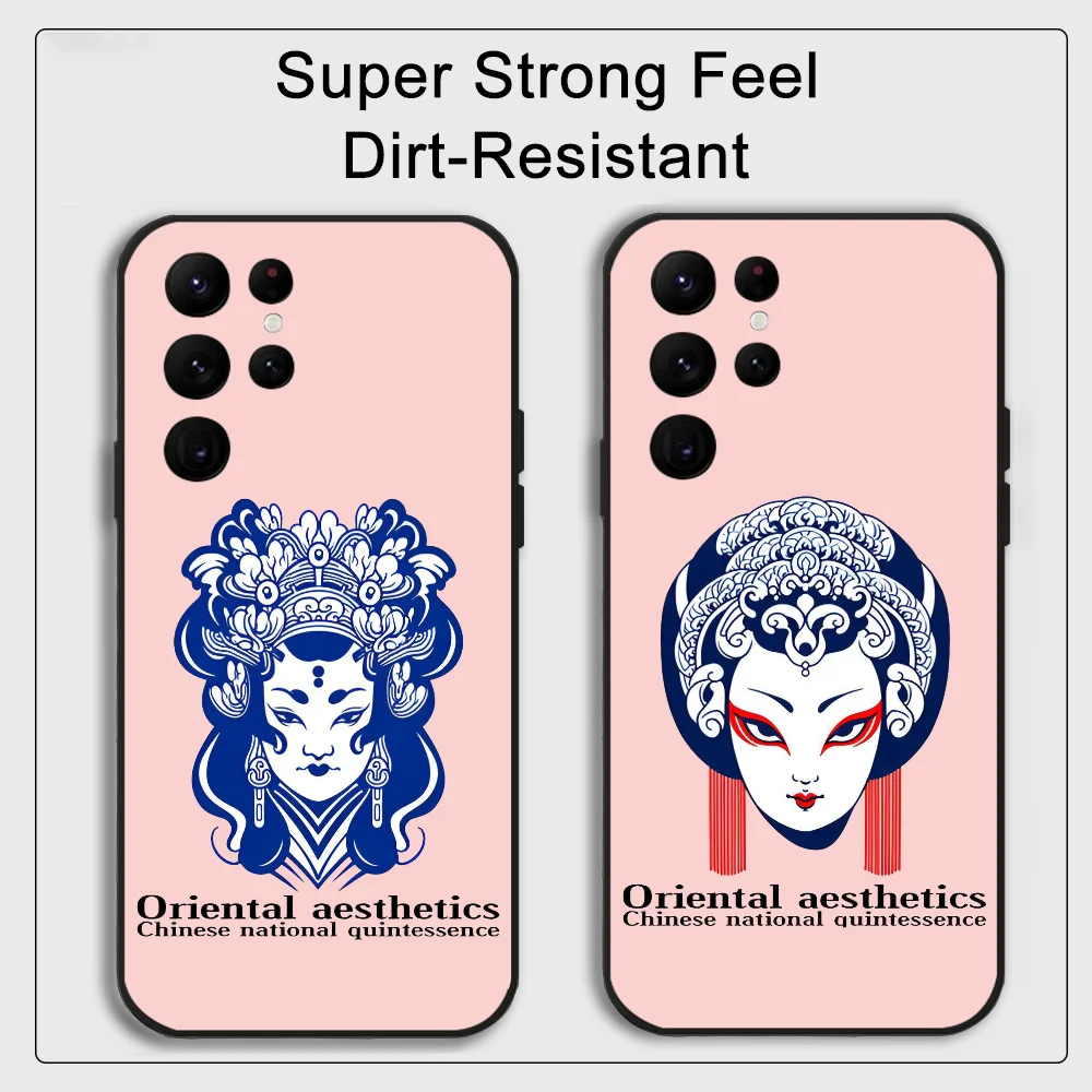 Oriental aesthetic facial makeup Phone Case for Samsung S series s20 s21 s22 s23 s24 FE Plus Ultra TPU Soft to Skin-friendly