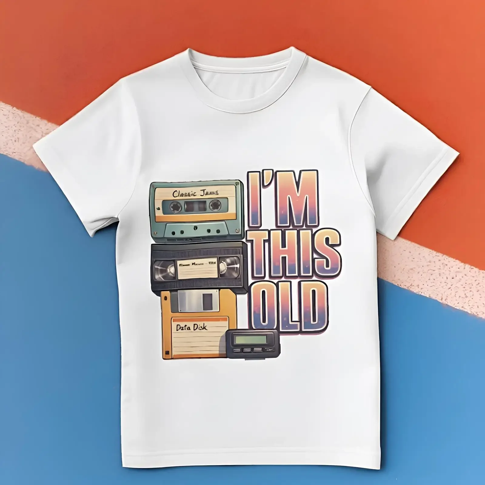 I amp 39 m This Old T Shirt Funny Retro Technology Vintage Cassette VHS Floppy Pager Nostalgia  vintage Washed Soft Unisex