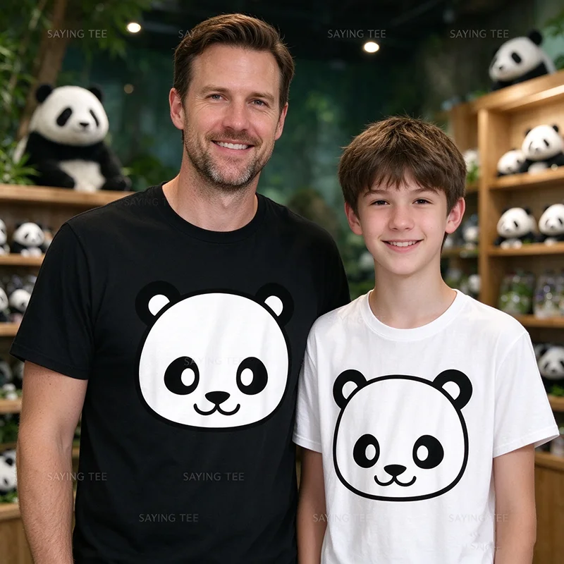 Panda Happy Fun Graphic Great for School Anime Japanese Gift T Shirt Y2k Lovely Panda Comics Cotton T Shirts Short Sleeve Tees