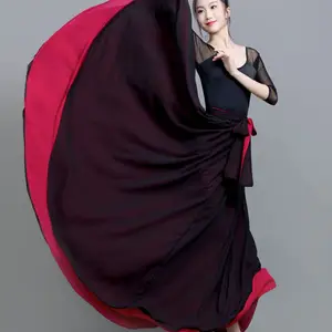 Flamenko için etek, kadınlar için, dans eteği ispanyol elbise, uzun oryantal dans eteği, büyük salıncak performans eteğinin renk gradyanı çingene 8 en çok satan-ispanyol çingenesini giydir - №5