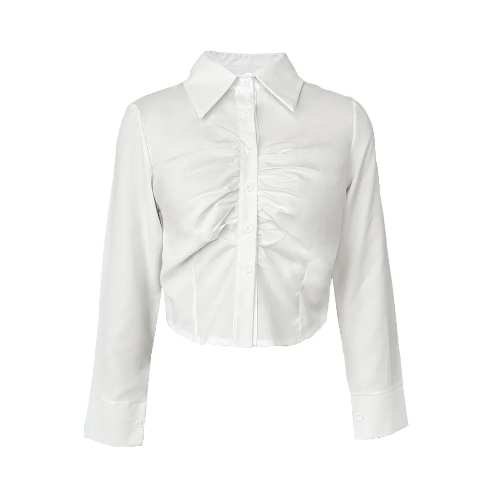 Sexy Slim Fit Crop Tops Medieval Renaissance Women Long Sleeve Shirt Korean Y2k Clothes White Blouses - view 4