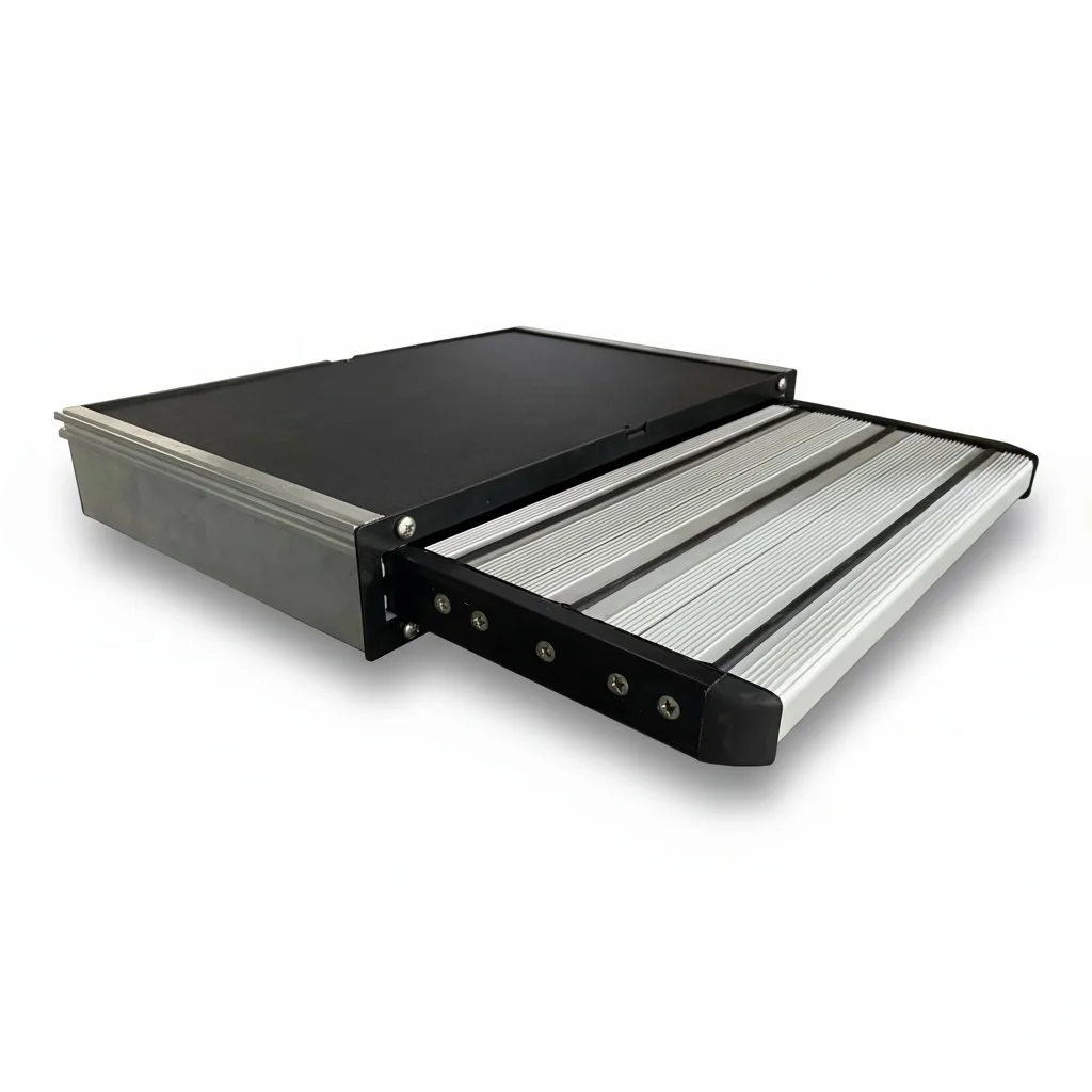 RV Folding Step, Aluminum Alloy Motorhome Sliding-out Step, fit for Camper Trailer Caravan MPV, Anti-skid Step with Bracket