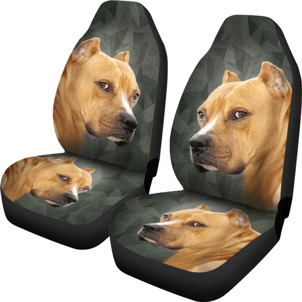 Staffordshire Bull Terrier Print Car Seat Covers Set 2 Pc, Car Accessories Seat Cover