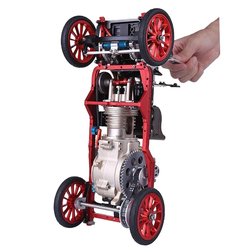 Single Cylinder Classic Car Model APP Remote Control Electric Metal  Motor Assembly Toy DIY Advanced Model Kit
