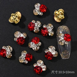 10 sztuk jasna perła Rhinestone wzór kwiatowy Charms aluminiowe ozdoby do paznokci brokat DIY 3D biżuteria do paznokci wisiorek akcesoria#*