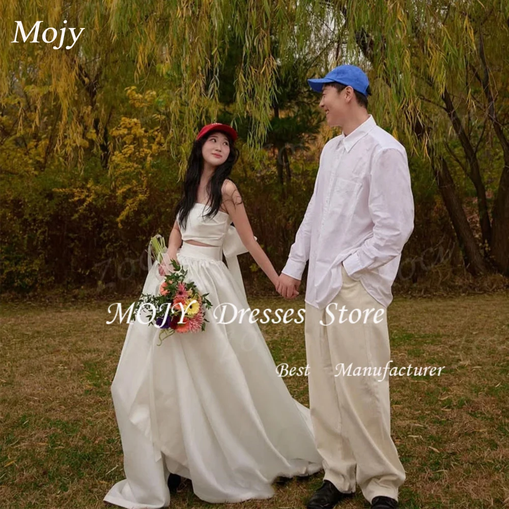 

Mojy 2025 Lvory, романтические бретели, корсет на спине, корейские свадебные платья, свадебные платья длиной до пола, атласные платья по индивидуальному заказу