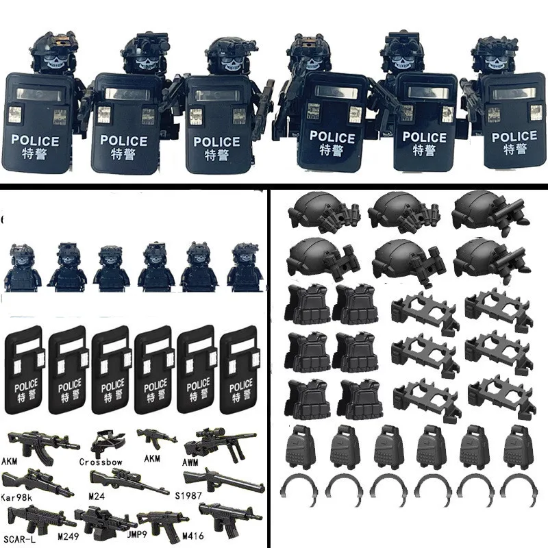 Modern City Police Special Forces Figures Building Blocks WW2 Germany Army Soldier Camouflage Ghost Commando Military Weapon Toy