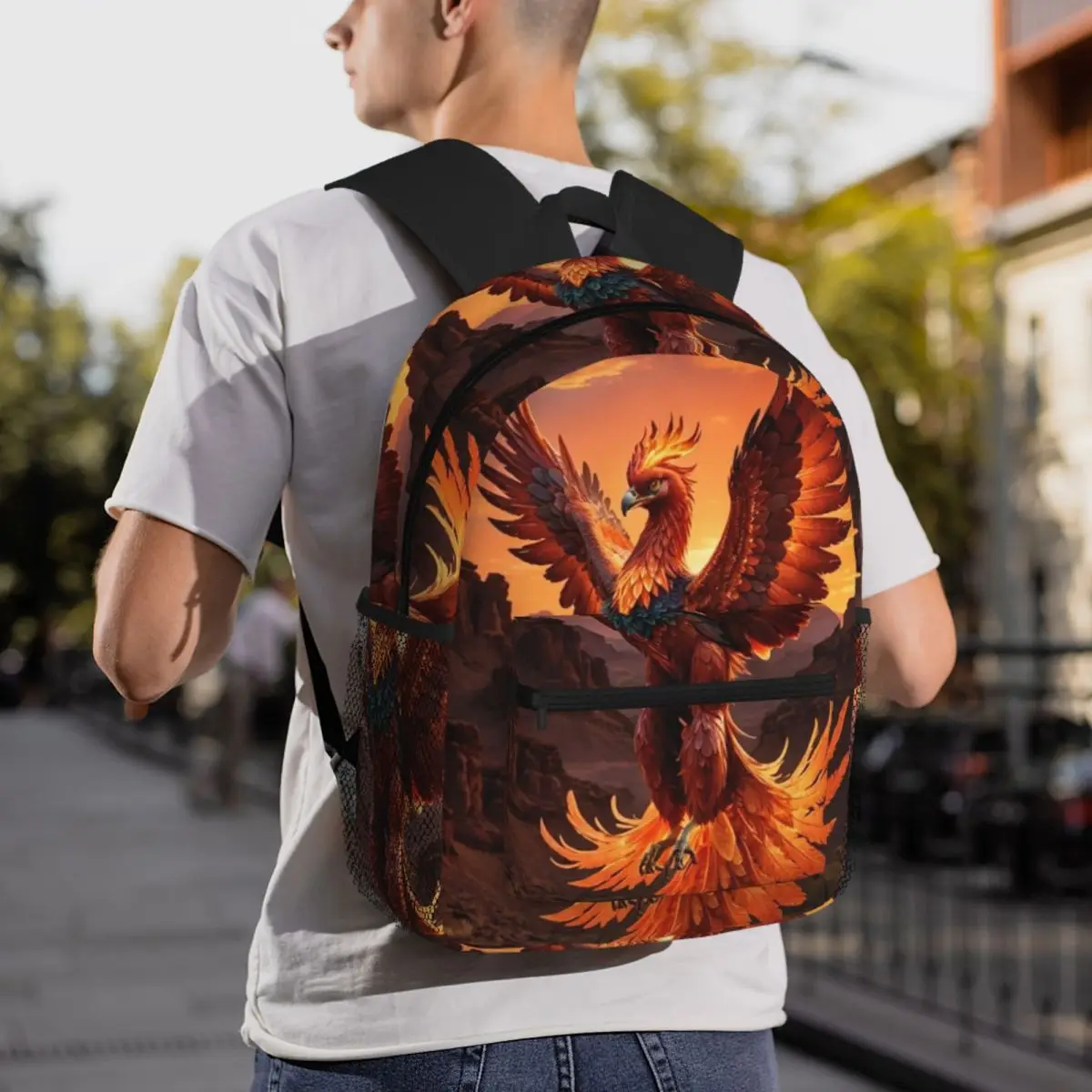 Phoenix Mythical Bird With Fiery Wings Backpack Student BookBag Children School Bag Laptop Shoulder Bags for Men Women