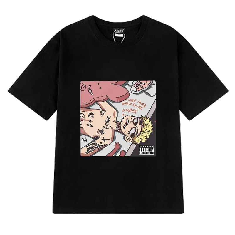 

Lil Peep Cartoon Graphic Hip Hop T shirt Men Women harajuku Oversized streetwear Unisex black 100% Cotton short sleeve T-shirts