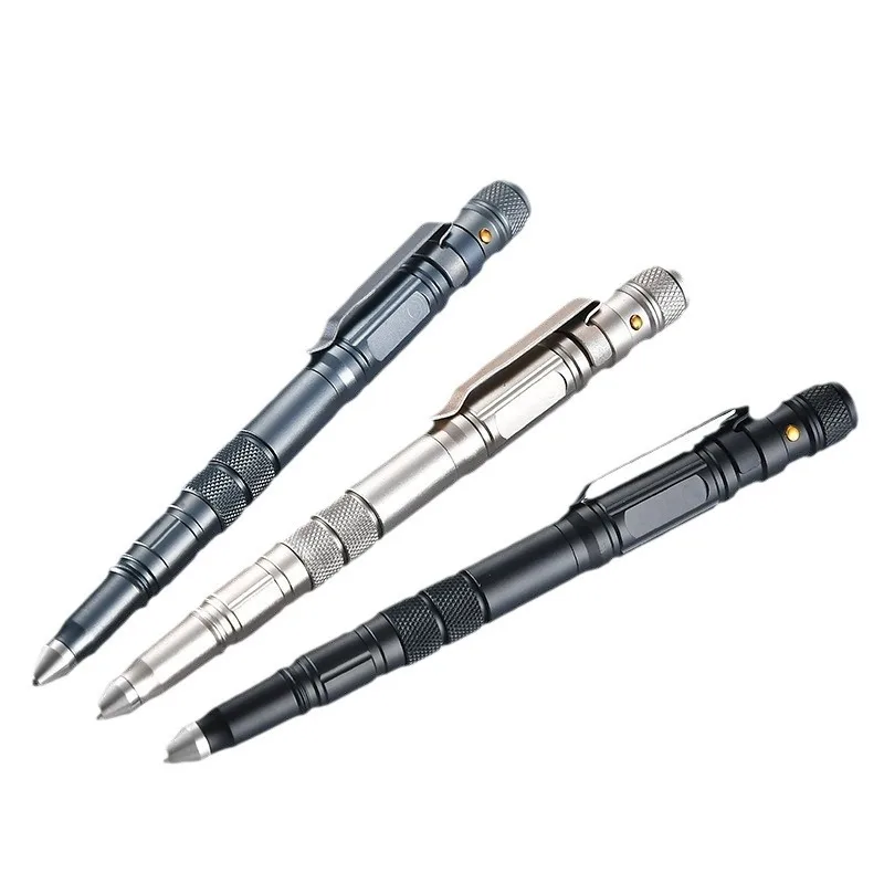 High Quality Metal Military Tactical Ballpoint Pen Multifunctional Defense with LED Flashing Emergency Glass Outdoor Equipment