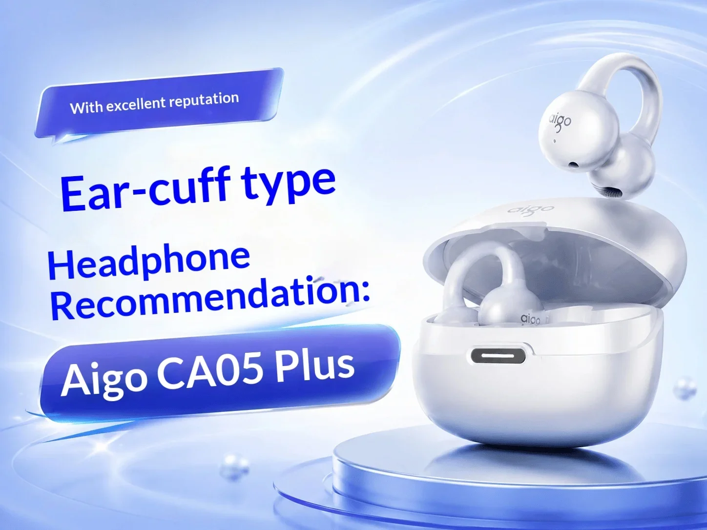 AIGO CA05 Plus Open-Ear Clip-On Wireless Bluetooth Earbuds for Sports Music and Calls For Gifts