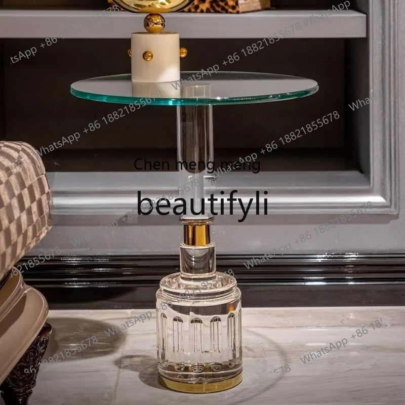 

Wabi-Sabi Style High Transparency Acrylic Side Table Living Room Home Sofa Tempered Glass Corner Table Coffee Table