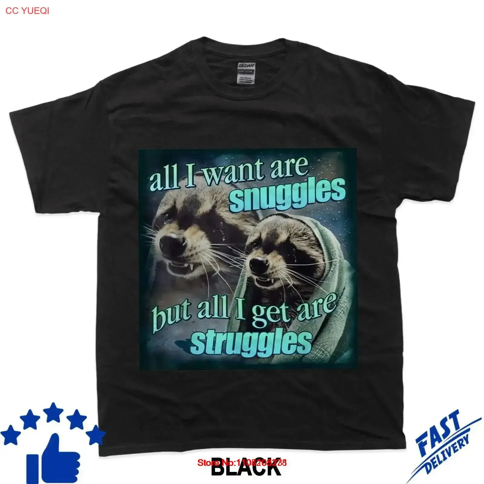 All I want are snuggles but get struggles raccoon T Shirt vintage Washed Stylish Soft streetwear Unisex designer clothes