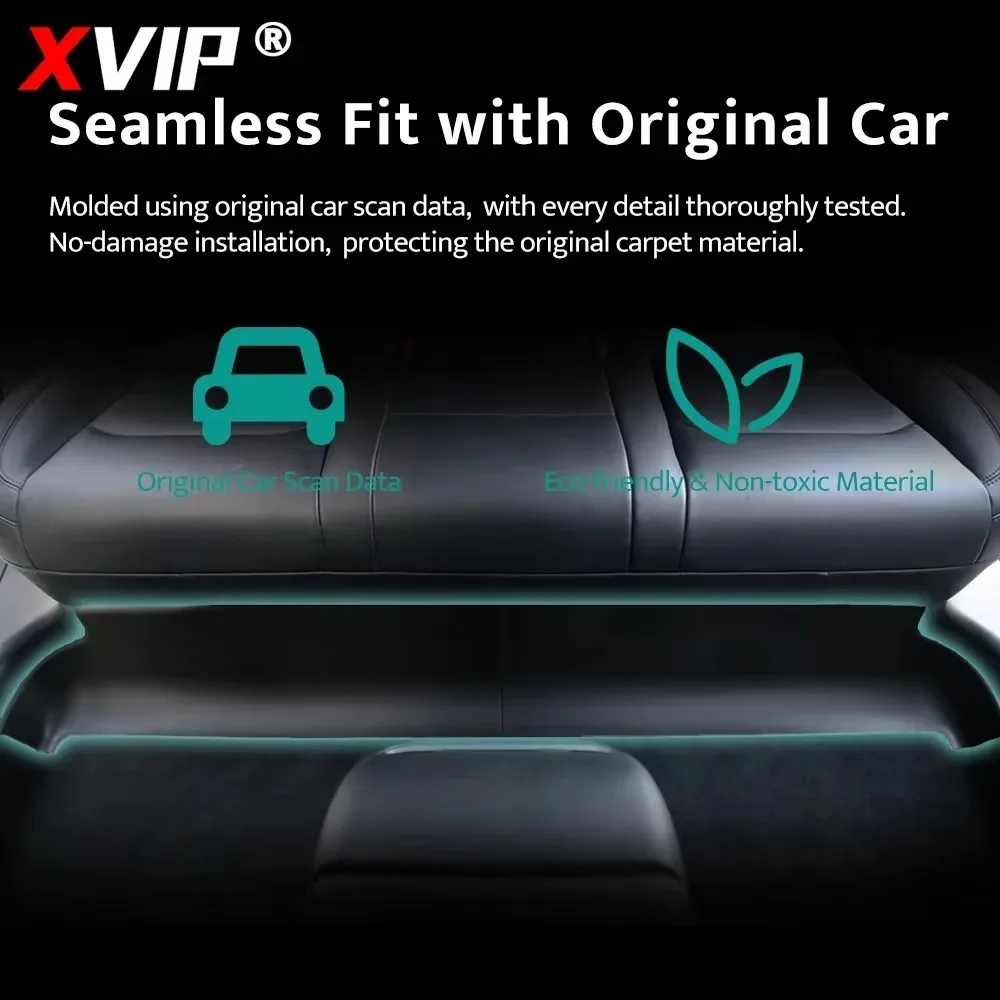 XVIP Second Row Under-Seat Foot Side Protective Mat Full Wrap Anti-Kick Pad TPE PP Interior Decoration For Tesla Model Y 2021-23