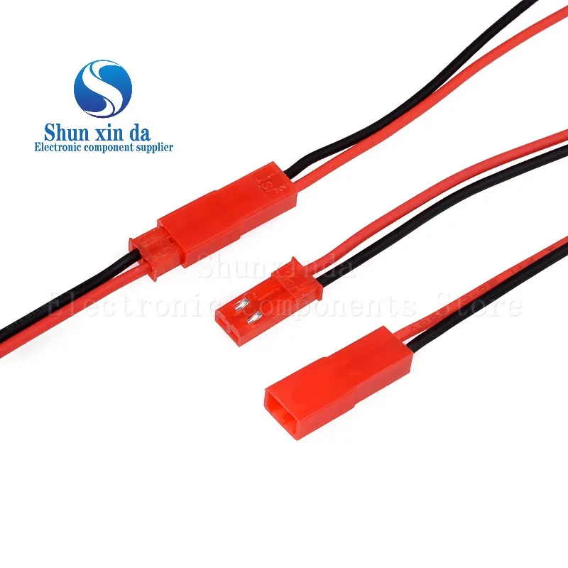 10Pairs JST 2P 2Pin Connector Plug Cable Male + Female for RC Battery  100mm/200MM 10CM 20CM