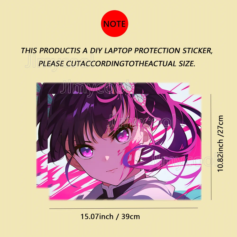 2 Pieces Pink Anime Gril Vinyl Laptop Sticker Self-adhesive Case for HP Lenovo Apple Easy To Install Decal Stickers