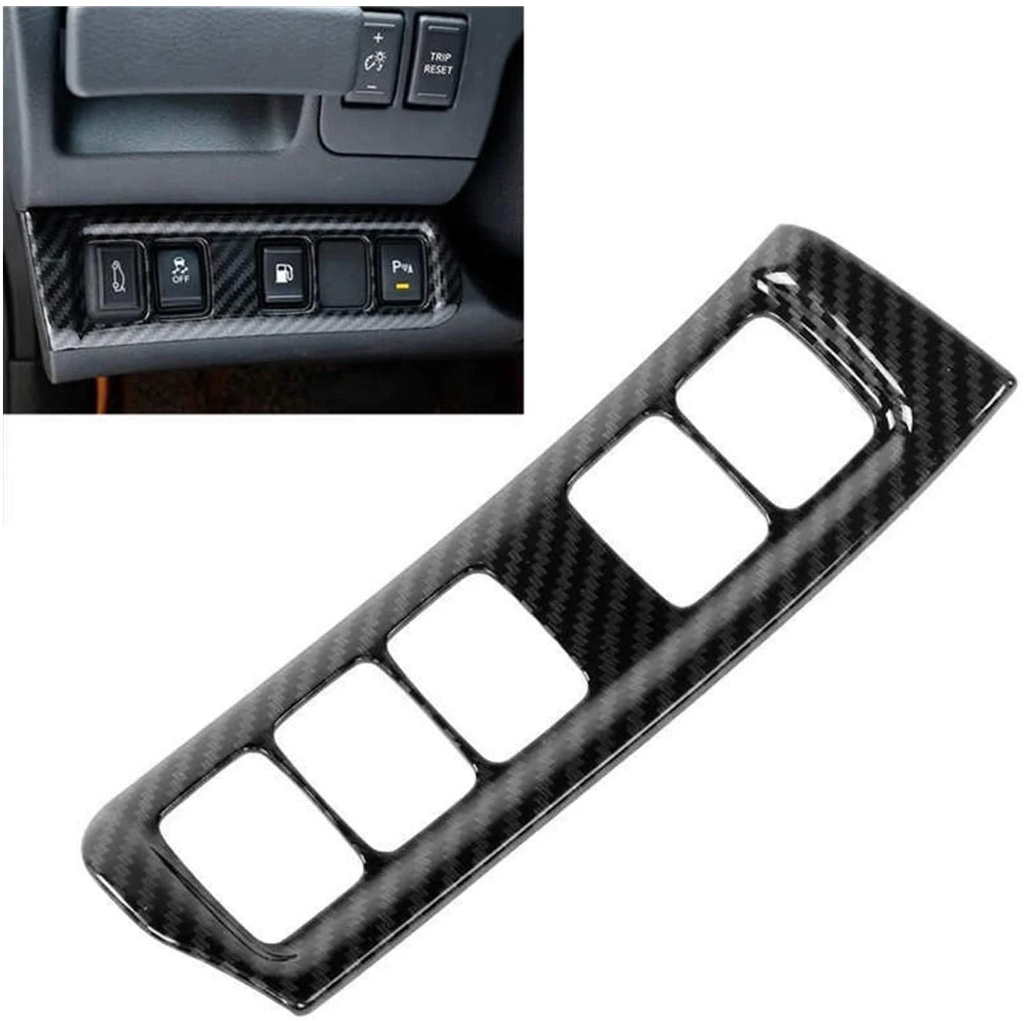 for Nissan Navara NP300 2016-2021 Carbon Fibre Car Headlight Switch Button Cover Trim Decorative Frame Accessories