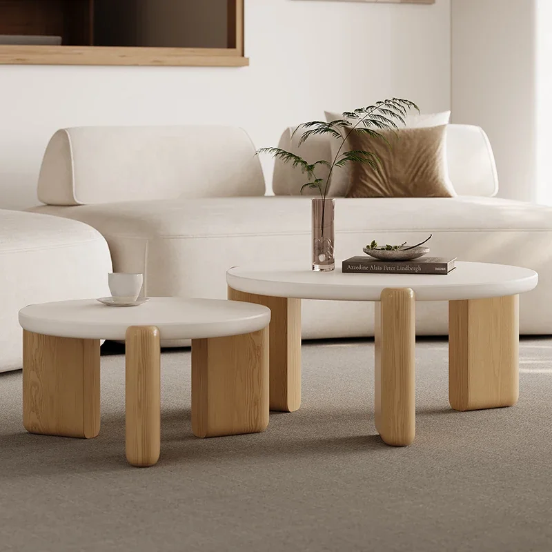 Round Transform Coffee Table Nordic Wood Living Room Modern Coffee Table Simple Antique Mesa Auxiliar Entrance Hall Furniture