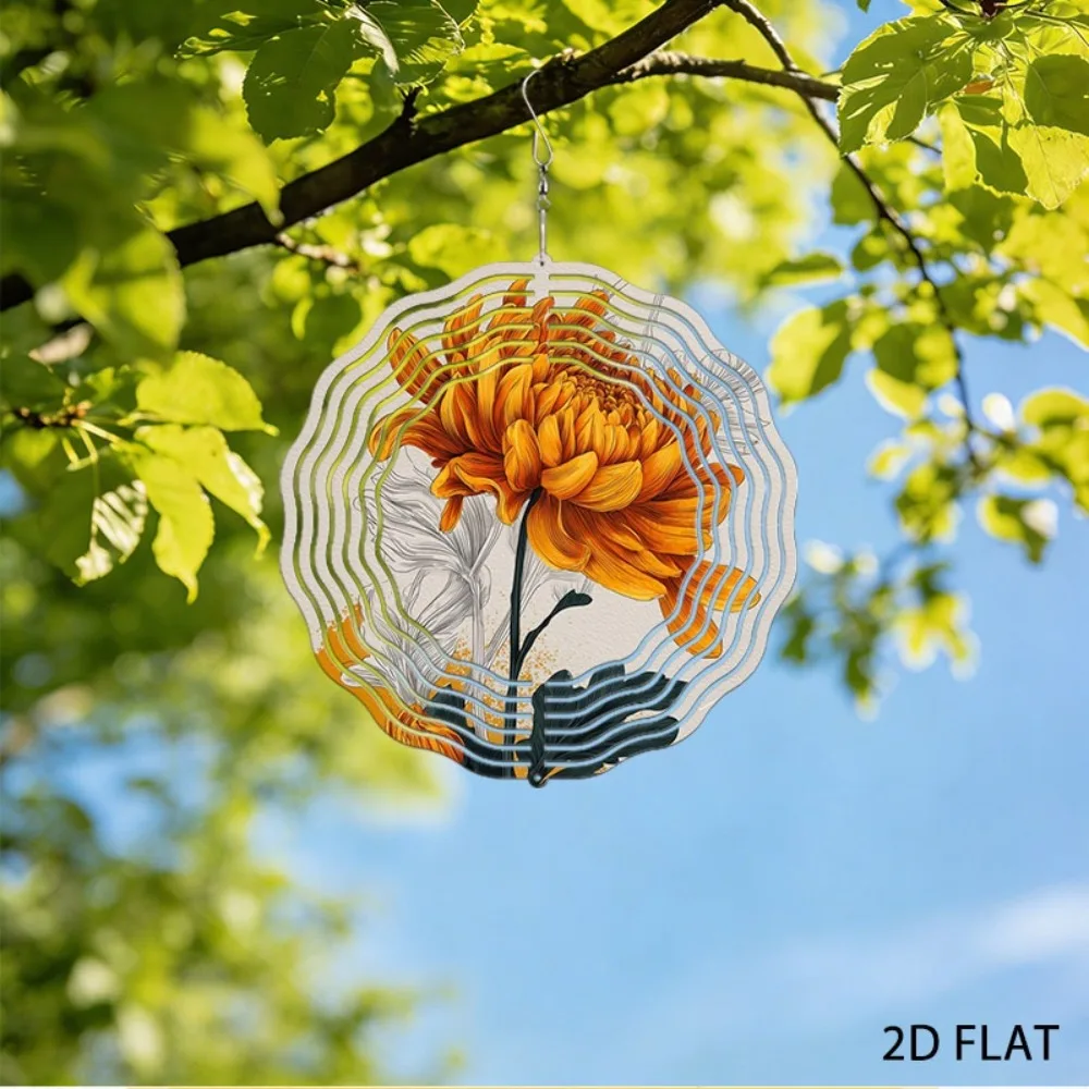 

Metal Wind Chimes Large Outdoor Garden Decor Chrysanthemum Wrought Iron Art Hanging Ornament Patio Yard Art 25cm