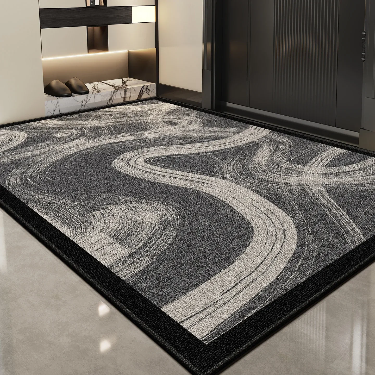 Cream Style Plush Area Rug Living Room Bedroom Waterproof Stain Resistant Low Pile Carpet No Wash Wipe Clean Floor Mat