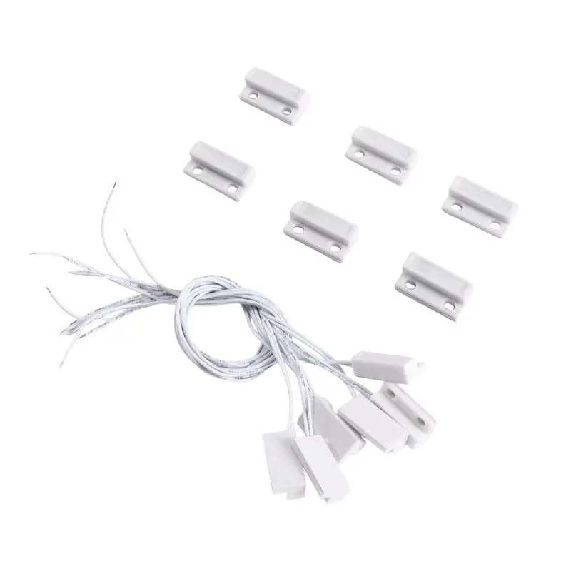 【GREAT VALUE】6Pcs MC-38 Wired Door Window Sensor Magnetic Switch For Wired WIFI GSM Home Alarm System Normally Closed Nc