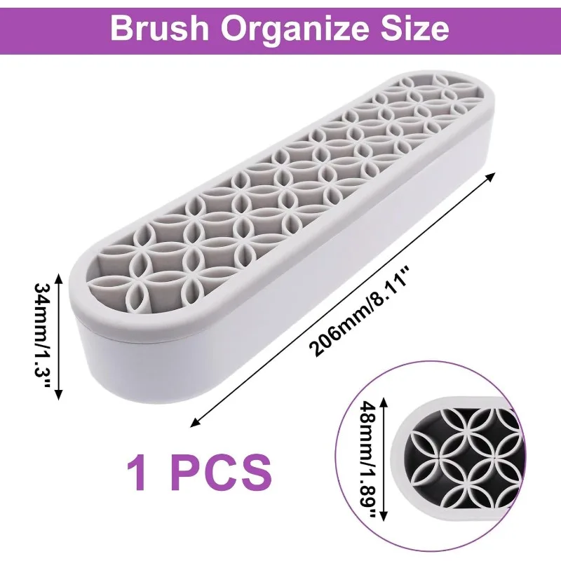 1Pcs Silicone Makeup Brush Holder Stand Light Grey Make Up Brush Organizers Makeup Brushes Holder Organizer for Painting Pen Brushes Nail Clippers Drill Pens Ruler Sewing Craft Tools